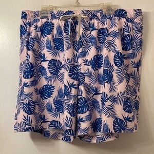 NWT Sonoma Blue Leaf Print Swim Trunks